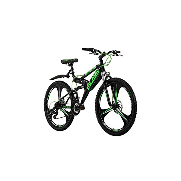 KS Cycling Bliss Fully-Bicicleta de montaña, Altura, Color Negro y Verde, Unisex Adulto, 26 Zoll, 47 cm