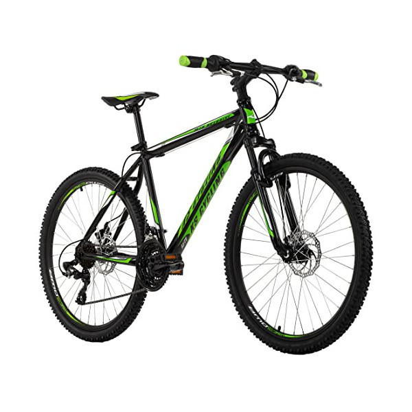 KS Cycling Sharp Hardtail-Bicicleta de montaña, Altura, Color Negro y Verde, Unisex Adulto, 26 Zoll, 51 cm
