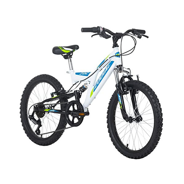 KS Cycling Bicicleta de montaña Fully 20 Zodiac Blanco y Verde, Juventud Unisex, 20 Zoll, 31 cm
