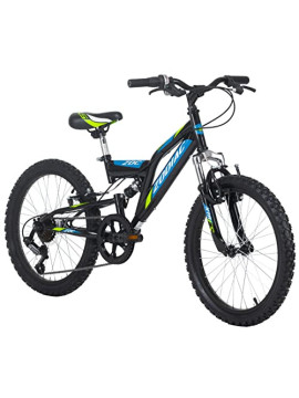 KS Cycling Bicicleta de montaña Fully 20 Zodiac Negro y Verde, Juventud Unisex, 20 Zoll, 31 cm