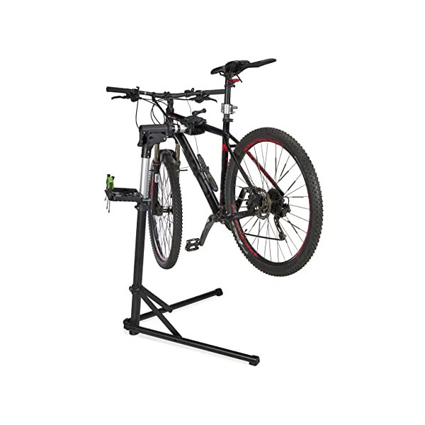 Relaxdays Soporte Taller para Bicicleta, Caballete Mantenimiento Bici Plegable Telescópico, Marcos de 25-40 mm, Negro, 80% Al