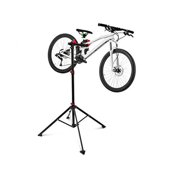 Relaxdays - Soporte Caballete Plegable para Bicicletas, Acero pulverizado, Soporte hasta 30 kg, Altura Ajustable Desde 110-19