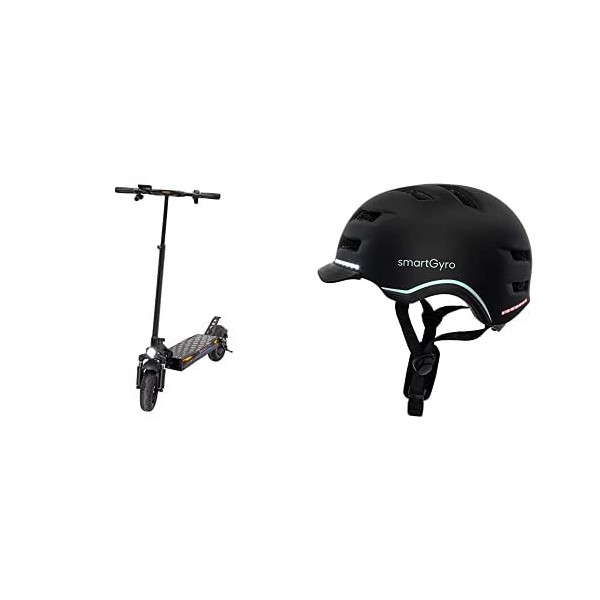 SmartGyro Speedway Pro - Patinete Eléctrico + SmartGyro Casco Inteligente Smart Helmet Pro Negro M