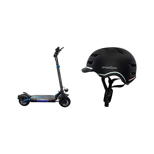 SmartGyro Crossover Dual X2 - Patinete Eléctrico + SmartGyro Casco Inteligente Smart Helmet Pro Negro L