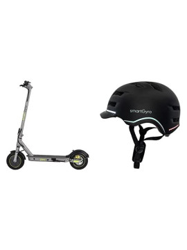 SmartGyro Ziro 2 Silver - Patinete Eléctrico + SmartGyro Casco Inteligente Smart Helmet Pro Negro M