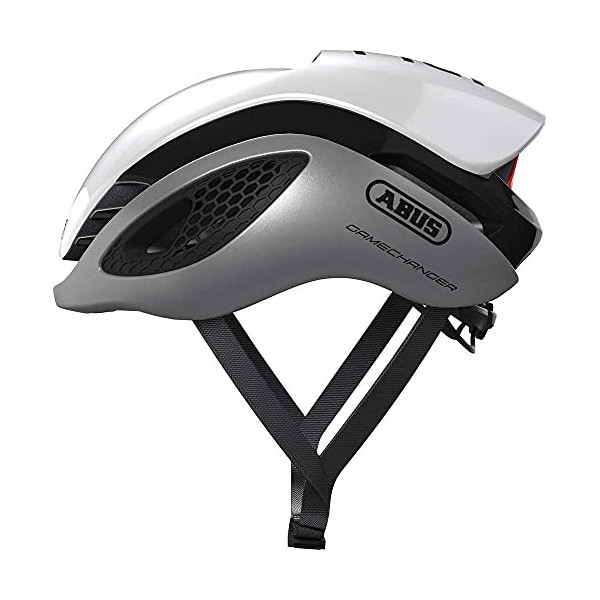 ABUS GameChanger - Casco de ciclismo contrarreloj aerodinámico con ventilación óptima - Para hombre y mujer - Plata / Blanco,