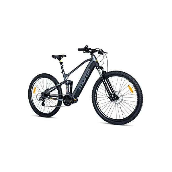 Moma Bikes Bicicleta Electrica, EMTB-29"PRO Full Suspension Central Motor, SHIMANO Altus 8v & Frenos Disco Hidráulicos Bateri