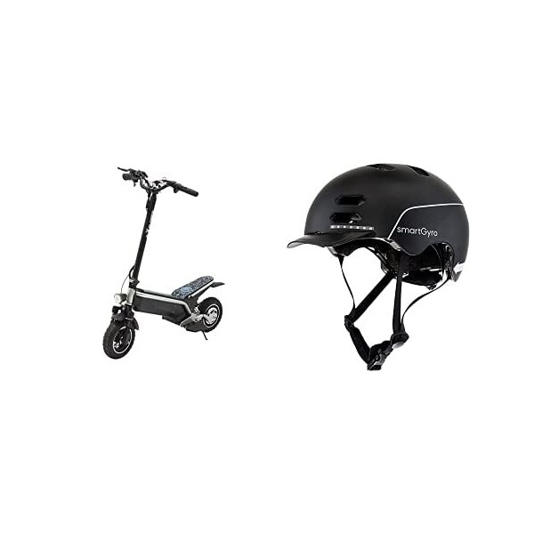SmartGyro e-Xplorer - Patinete Eléctrico + SmartGyro Casco Inteligente Smart Helmet Negro L