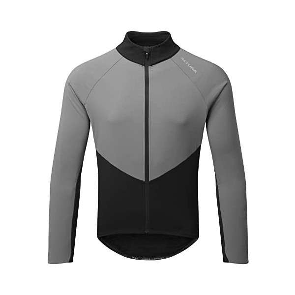 Altura Endurance - Camiseta térmica de ciclismo de manga larga resistente al viento y repelente al agua, color negro y gris, 