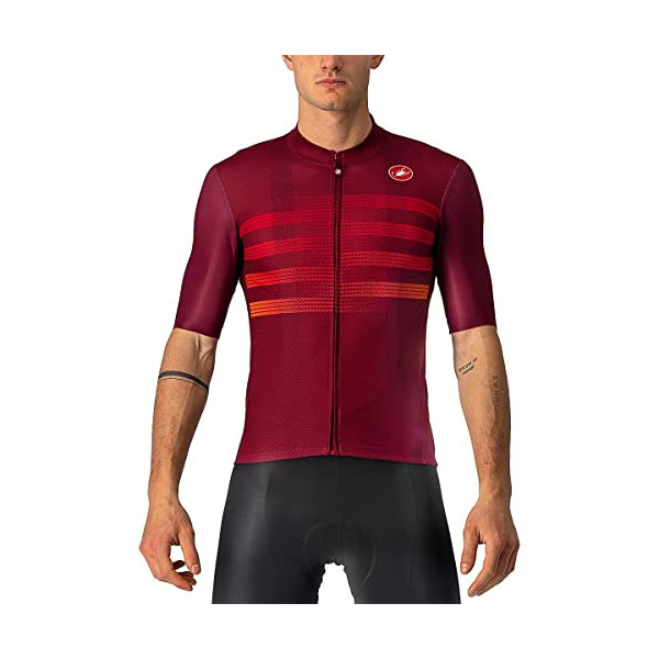 castelli Endurance Pro Jersey Camiseta, Hombre, Burdeos/Red-Naranja, L