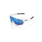 100% SPEEDTRAP-Matte White-Hiper Blue Multilayer Mirror Lens, Adultos Unisex, Multicolor, Estandar