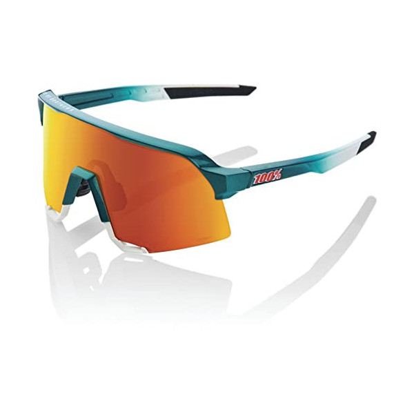 100% S3 Sport Performance - Gafas de sol para ciclismo, color blanco mate, color rojo