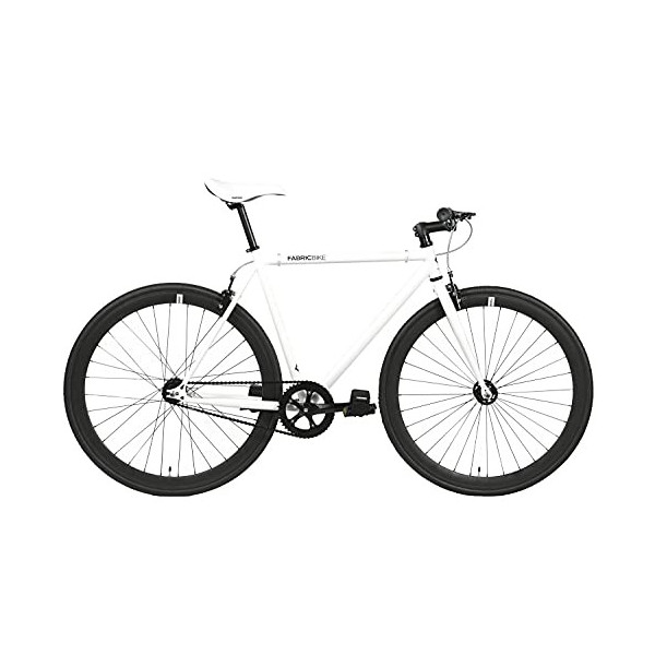 FabricBike- Bicicleta Fixie, piñon Fijo, Single Speed, Cuadro Hi-Ten Acero, 10,45 kg.  Talla M   M-53cm, Space White & Black 