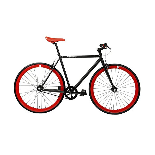FabricBike Original Bicicleta, Adultos Unisex, Negro Mate y Rojo, Pequeño