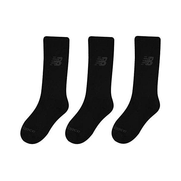 New Balance - Calcetines de deporte acolchados, paquete de 3 unidades, Negro, talla M