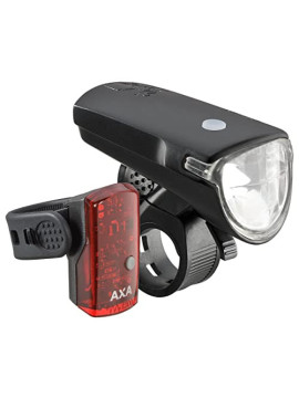 AXA Set Juego DE Luces GREENLINE LED 40 Lux USB Negro/Rojo, Unisex Adulto, Talla única