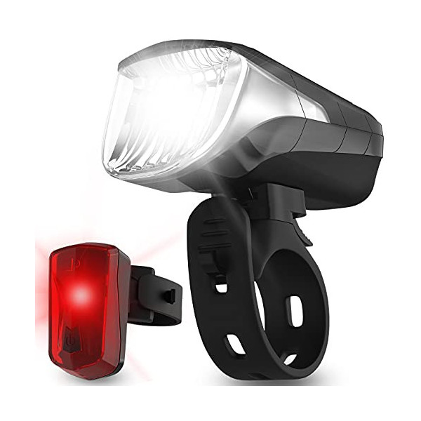 Velmia Luces Bicicleta [Set] - Luz LED autonomía de hasta 8,5h & 3 Niveles. Recargable USB. Estado de Carga & luminosidad. in