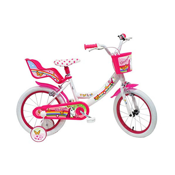 Eden Bikes Unicorn-16 Bicicleta Infantil Unicornio, Niños, Blanco y Rosa, 16