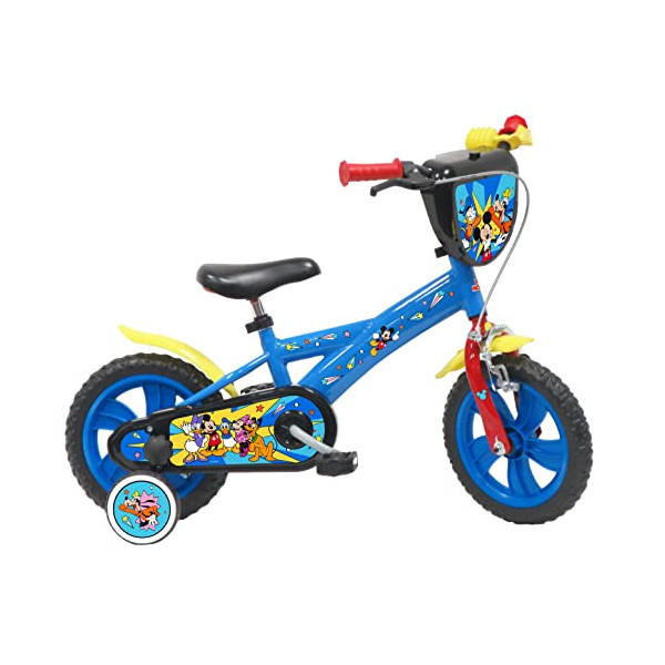 Vélo ATLAS Bicicleta de 12 Pulgadas Mickey de Disney Equipada con 1 Freno, Juventud Unisex, Azul, 12