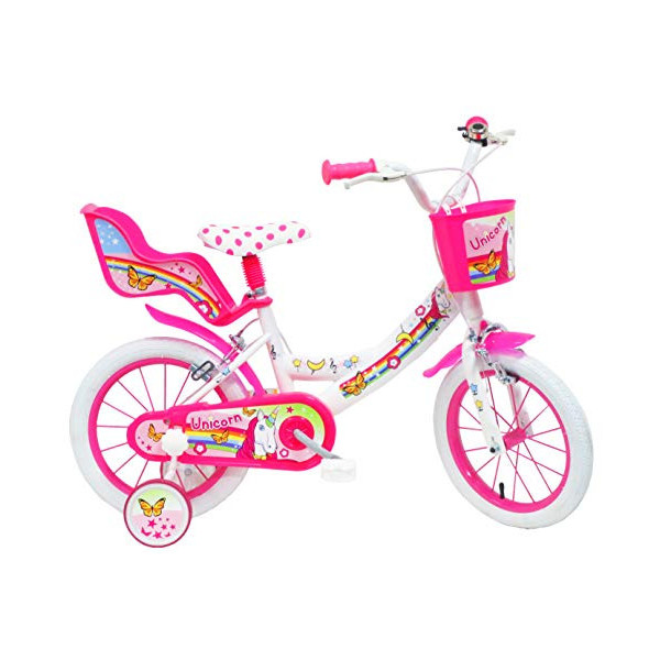 Denver Unicorn Bicicleta, Niños, Blanco-Rosa, 14"  35,5 cm 