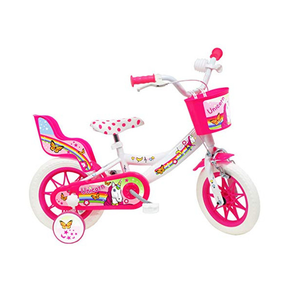 Unicorn Bicicleta para niños, Blanco-Rosa, 12"  30,5 cm 