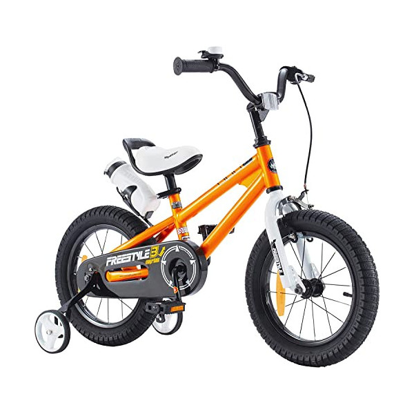 Royal Baby Freestyle Bicicleta para Niños y Niñas con Freno de Mano y Freno Posavasos 16 Pulgadas Bicicleta Naranja