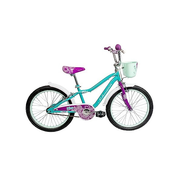 Schwinn Elm - Bicicleta para niños, neumáticos de 20 pulgadas, asiento ajustable, incluye estabilizadores, turquesa
