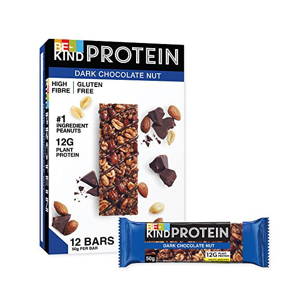 BE-KIND Barritas Proteina con Frutos Secos Tostados, Nuez de Chcolate Negro, Sin Gluten, Alto en Fibra y Proteina, Barritas E