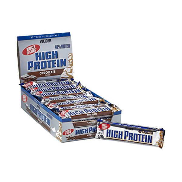 Weider Low Carb High Protein, caja mixta en los sabores chocolate, 24 piezas por caja, fitness y musculación, 24 x 50 g
