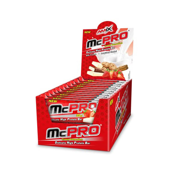AMIX - Barritas de Proteína McPro - 24 x 35 g - Aumenta la Energía y Conserva la Masa Muscular - Snack Saludable con Alto Con