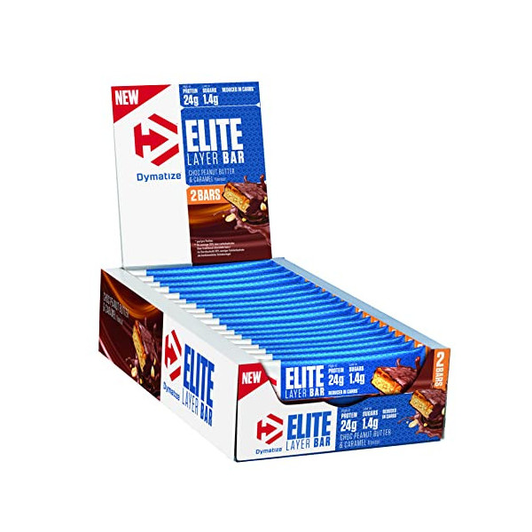 Dymatize Elite Layer Bar Peanut Butter & Caramel 18x 2x30g  - Barra alta en Proteína y Baja en Azúcar