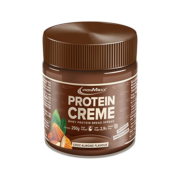 IronMaxx Crema Proteica - chocolate almendra 250g |crema para untar rica en proteínas | bajo en carbohidratos y azúcares, apt