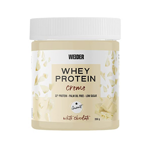 Weider Whey Protein White Spread 250 g. Crema de chocolate Blanco con 22% de proteínas Baja en azúcares Sin aceite de palma y