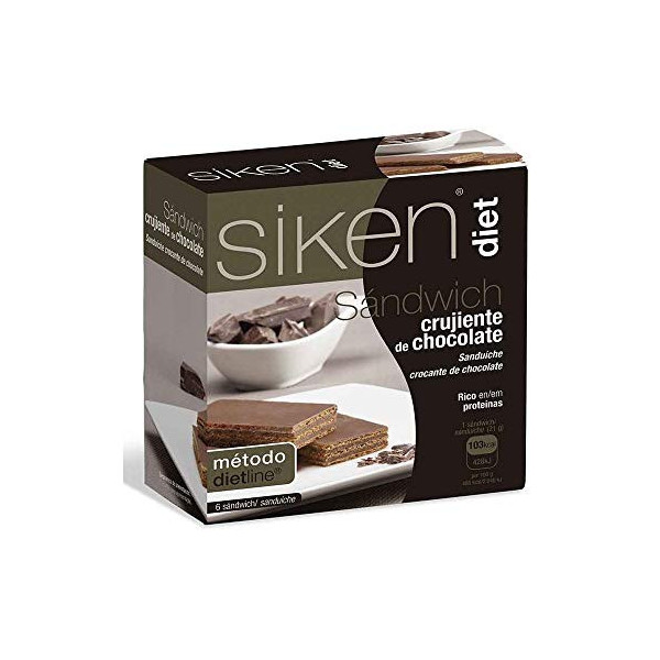 Siken Diet - Sándwich Crujiente de Chocolate Rico en Proteínas - 6 x 21 gr