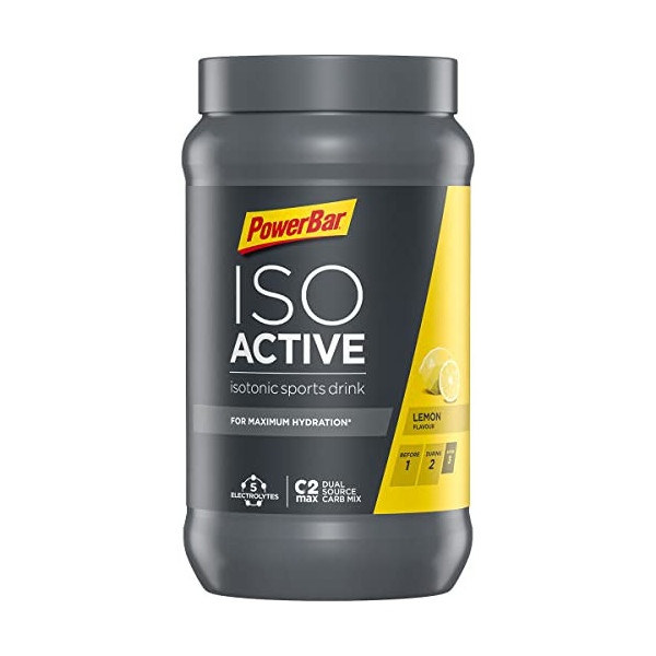 PowerBar Isoactive Lemon 600 g - Bebida Deportiva Isotónica - 5 Electrolitos + C2MAX