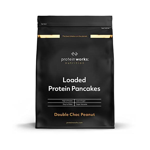 Protein Works| Loaded Tortitas Proteicas | Alto En Proteínas, Bajo Ig, Mezcla De Tres Proteínas | Double Choc Peanut | 500g