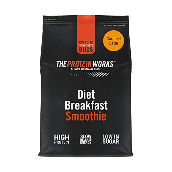 Batido de desayuno dietético | Caramel Latte | Desayuno para llevar | Alto en proteínas y bajo en azúcar | THE PROTEIN WORKS 