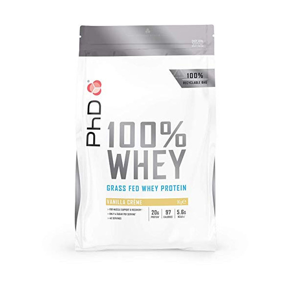 PhD Nutrition 100% Whey, Grass fed whey protein, Vanilla Crème, 1 kg
