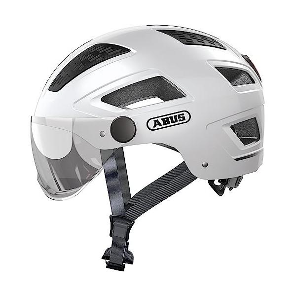 ABUS Casco urbano Hyban 2.0 ACE - casco de bicicleta con visera, ligero y carcasa dura ABS - para hombres y mujeres - blanco,