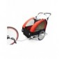 Cablematic Remolque de bicicleta para transportar 2 niños doble rojo negro con 3 ruedas y freno aluminio
