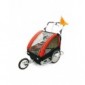 Cablematic Remolque de bicicleta para transportar 2 niños doble rojo negro con 3 ruedas y freno aluminio