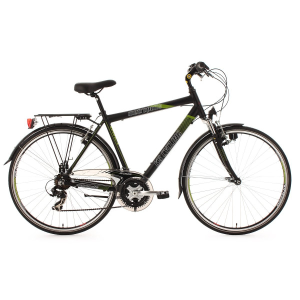 KS Cycling Metropolis - Bicicleta de trekking, color negro/verde, ruedas 28"