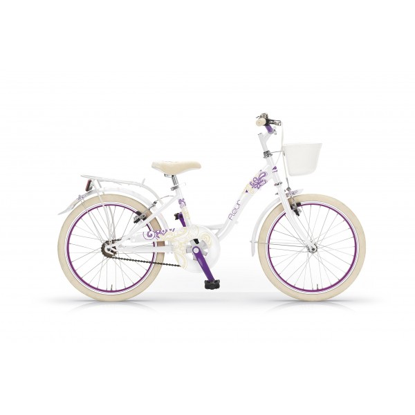 MBM Fleur - Bicicleta de paseo para niña, cuadro de acero talla 30, frenos V-Brake, ruedas de 20", color blanco