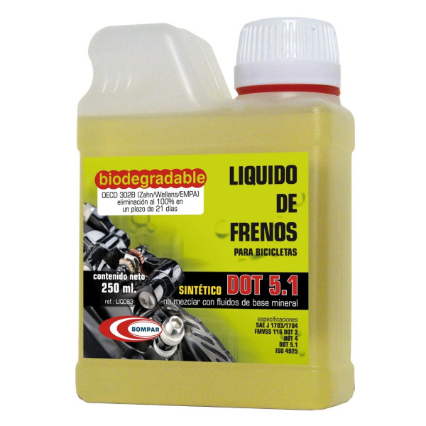 Bompar Dot 5.1 Liquido de Frenos, Unisex adulto, Amarillo, 250 ml