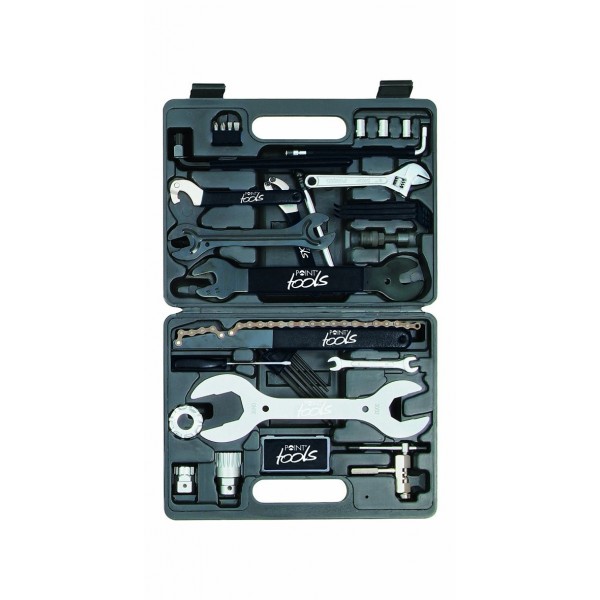 Point 29267501 - Caja de herramientas para bicicleta  36 piezas , color negro y plateado