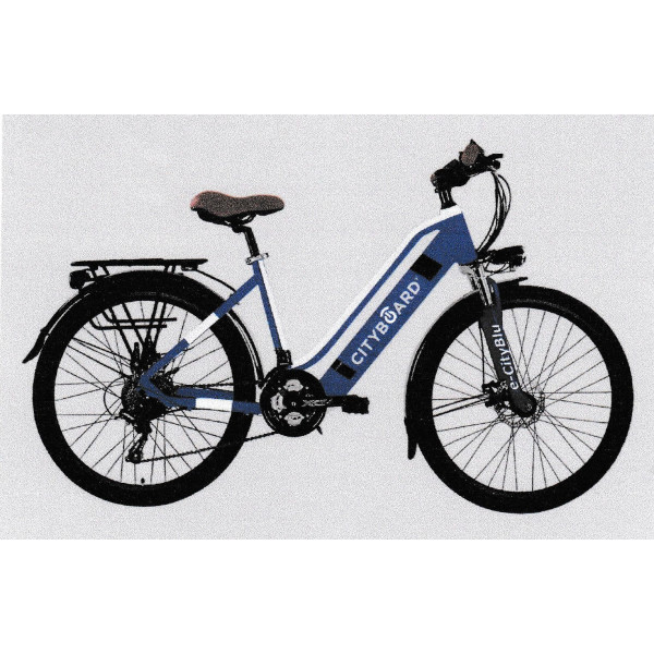 Cityboard City Blu Bicicleta Eléctrica, Unisex Adulto, Azul/Blanco, 26"
