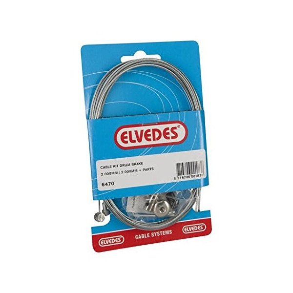 Elvedes Cable freno de tambor Kit Set con 2 cables acero galvanizado con eje roscado – Multicolor