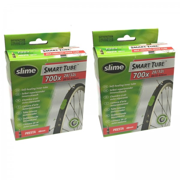 Slime Smart Tube Self curación 700 C x 28 – 32 Presta tubos interiores  Pack de 2 