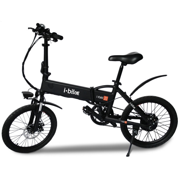 i-Bike Bicicleta eléctrica plegable con pedales asistidos, Hombre, Negro, 20"