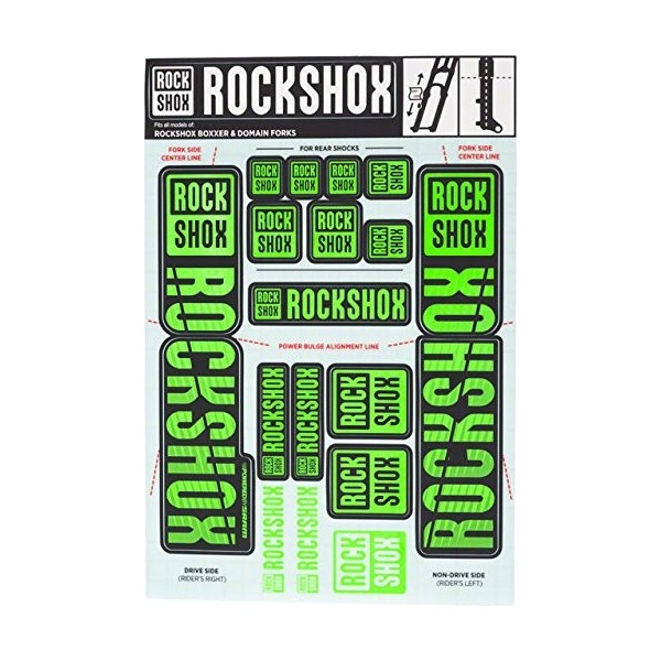 RockShox Pegatinas de 35 mm, verde neón Boxxer/Domain doble corona, 11.4318.003.519 piezas de repuesto, verde, Estándar